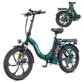 HillMiles MilePort 1 Electric Bike - 250W Motor 36V13Ah Battery 20 Inch Tires Mechanical Disc Brakes - Green